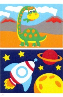 Рисование по номерам на картоне Динозавр, Ракета, А5