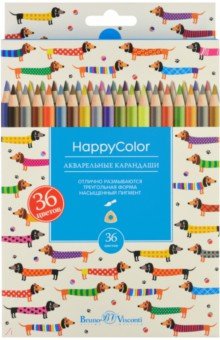 Карандаши акварельные HappyColor, 36 цветов, в ассортименте