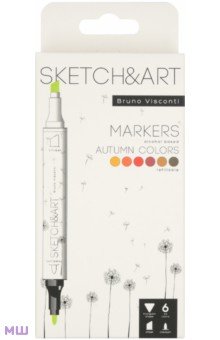 Скетч маркеры Sketch&Art. Осенний пейзаж, двусторонние, 6 цветов