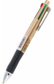 Ручка шариковая автоматическая Multipen, 4 цвета и карандаш, золотая