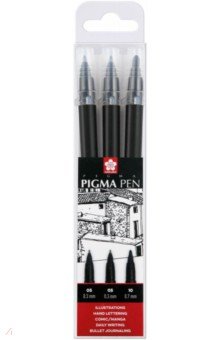 Набор капиллярных ручек Pigma Pen, 3 штуки, черный