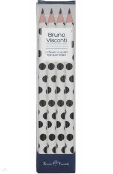 Набор чернографитовых карандашей HappyGraphix Jumbo. Black polka dots, 4B, 4 штуки