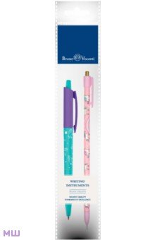 Ручка шариковая автоматическая HappyClick, синяя и карандаш механический MagicGraphix. Единорог, HB ()