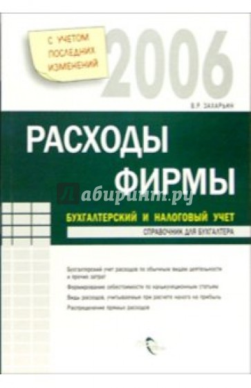 Расходы фирмы. Бухгалтерский и налоговый учет