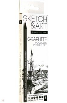 Набор карандашей цельнографитных Sketch&Art, 6 штук