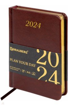 Ежедневник датированный 2024 Iguana, А6, 168 листов, коричневый
