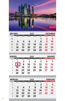 Календарь квартальный на 2024 год Офис. Сити розовый