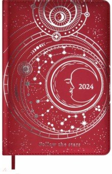

Ежедневник датированный на 2024 год Астрологический, красный, А5, 200 листов