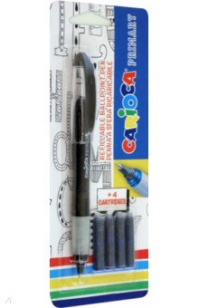 Ручка шариковая Primary + 4 сменных картриджа, синяя Carioca