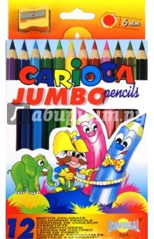 Карандаши 12 цветов "Carioca Jumbo" + точилка (41406) Карандаши 12 цветов "Carioca Jumbo" + точилка (41406)