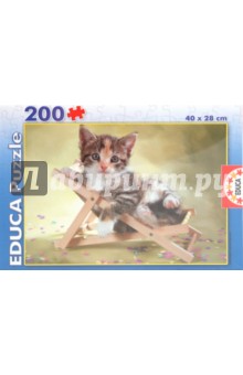 Пазл-200 "На отдыхе" (котенок в шезлонге) (13836) Пазл-200 "На отдыхе" (котенок в шезлонге) (13836)
