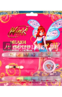 Мелки для тела 12 цветов с блестками "Winx" (FW-12G/WM) Мелки для тела 12 цветов с блестками "Winx" (FW-12G/WM)