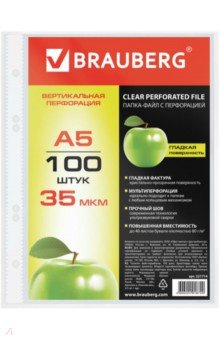 Папка-вкладыш с перфорацией, А5, 100 штук (221714) Папка-вкладыш с перфорацией, А5, 100 штук (221714)
