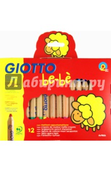 Карандаши 12 цветов "GIOTTO be-be" с точилкой (460200) Карандаши 12 цветов "GIOTTO be-be" с точилкой (460200)