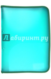 Папка пластиковая, А4 с кольцевым механизмом, на молнии, зеленая (255010-03) Папка пластиковая, А4 с кольцевым механизмом, на молнии, зеленая (255010-03)
