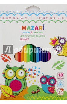 Карандаши 18 цветов NUANCE, пластиковые, трехгранные (М-6097-18) Карандаши 18 цветов NUANCE, пластиковые, трехгранные (М-6097-18)