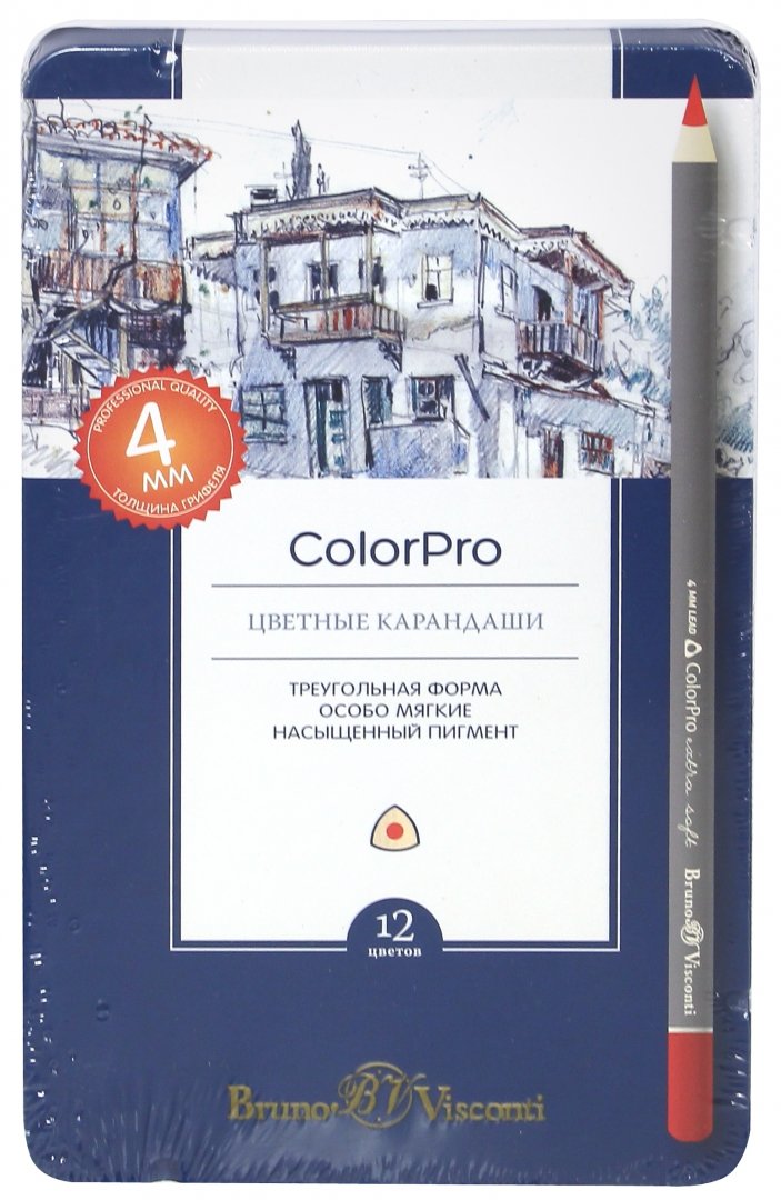 Иллюстрация 1 из 5 для Карандаши цветные "ColorPro" в металлической коробке (12 цветов) (30-0040) | Лабиринт - канцтовы. Источник: Лабиринт