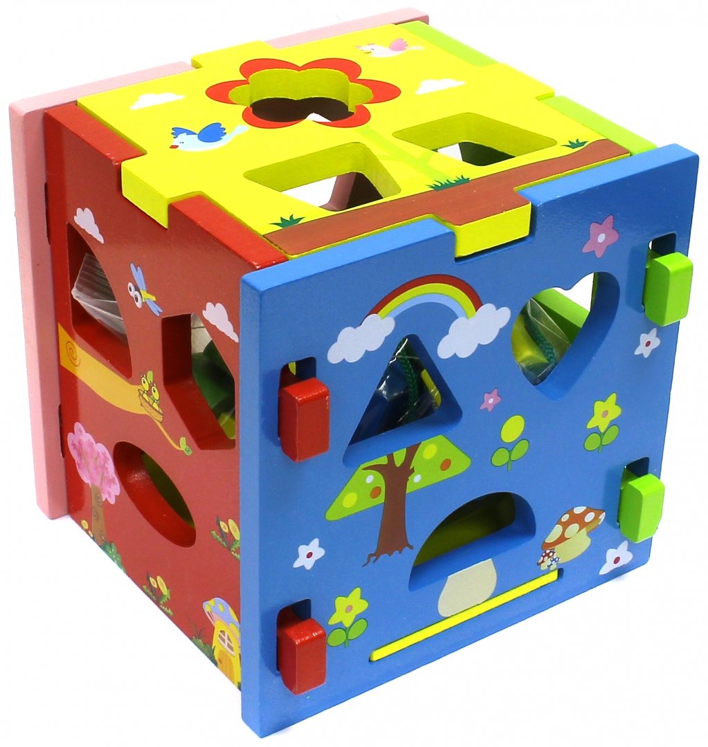 Иллюстрация 1 из 17 для Кубик "Радужный конструктор" (сортер, шнуровка) (76644) | Лабиринт - игрушки. Источник: Лабиринт