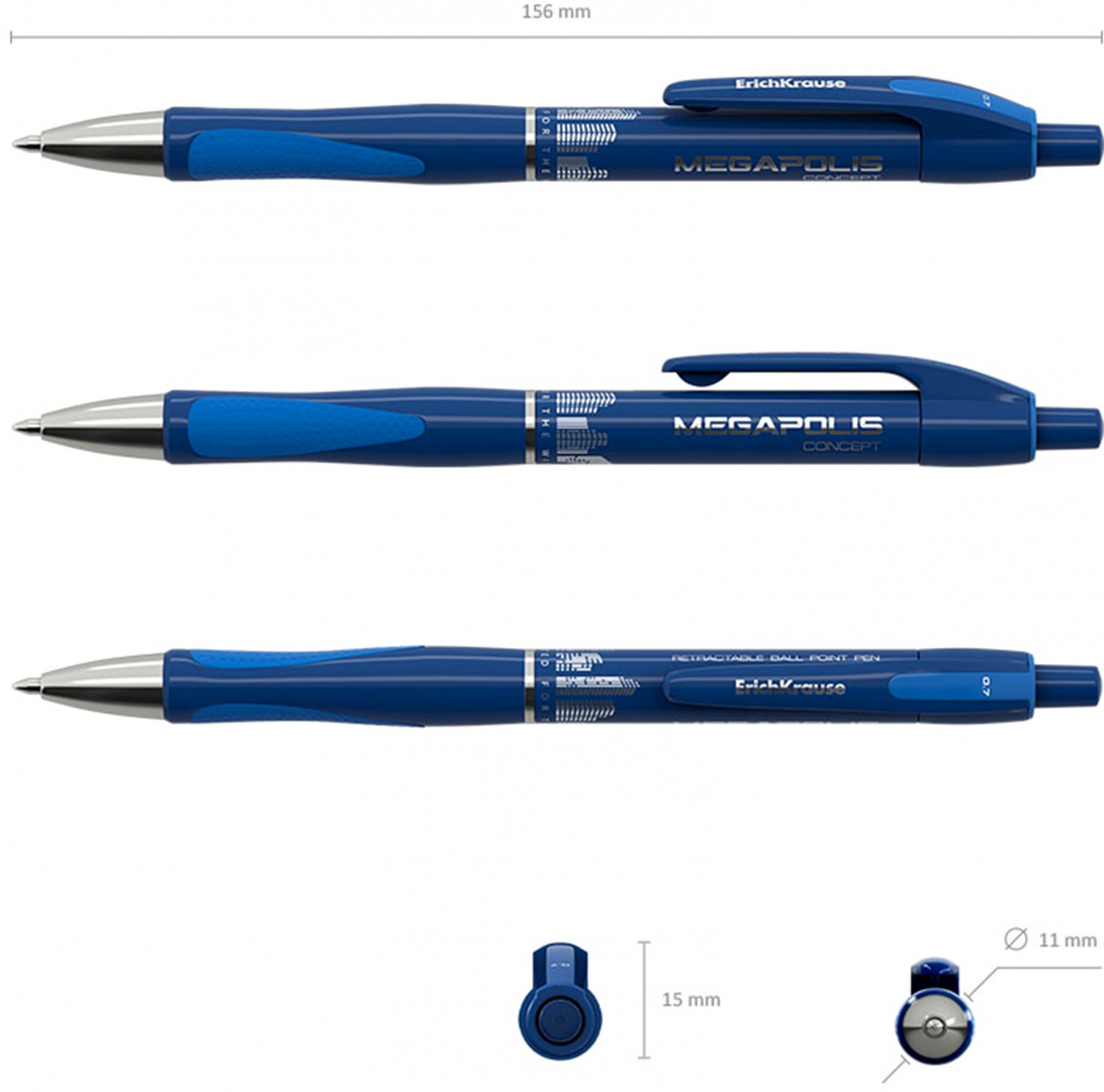Иллюстрация 2 из 13 для Ручка шариковая автоматическая Megapolis Concept, 0.7 мм, синяя | Лабиринт - канцтовы. Источник: Лабиринт