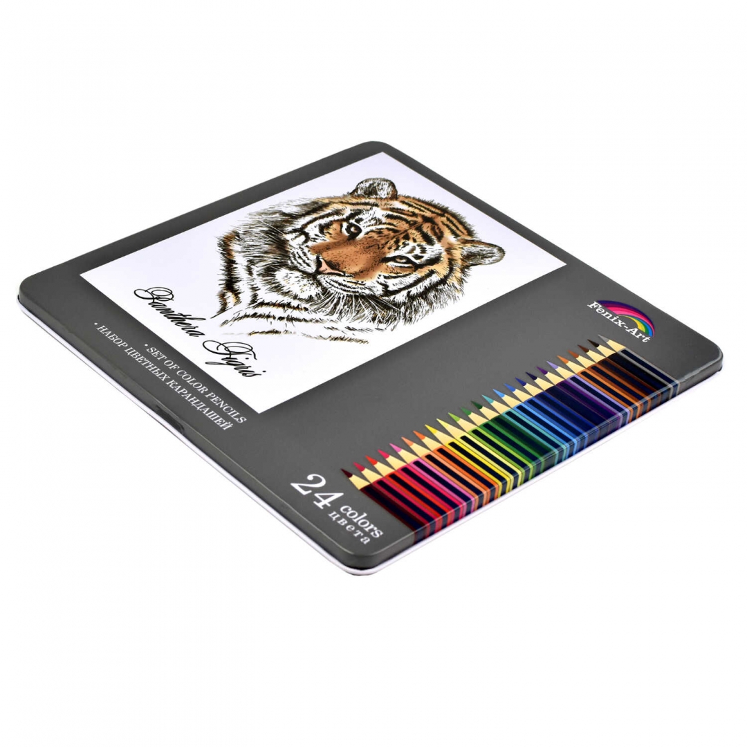 Иллюстрация 1 из 63 для Карандаши цветные "Тигр" (24 цвета, металлическая коробка) (32871) | Лабиринт - канцтовы. Источник: Лабиринт