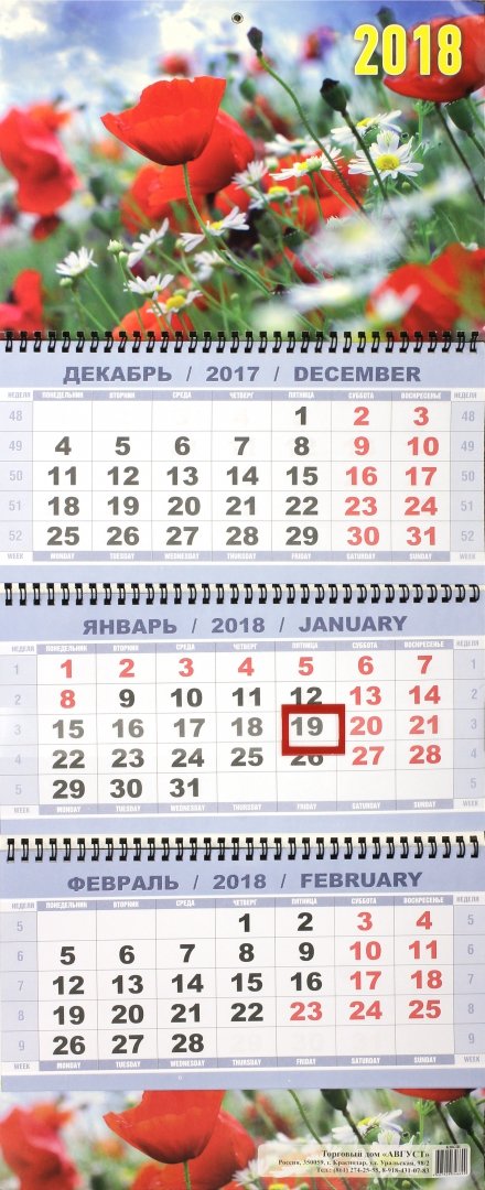 Иллюстрация 1 из 6 для Квартальный календарь на 2018 год "Маки с ромашками" | Лабиринт - сувениры. Источник: Лабиринт