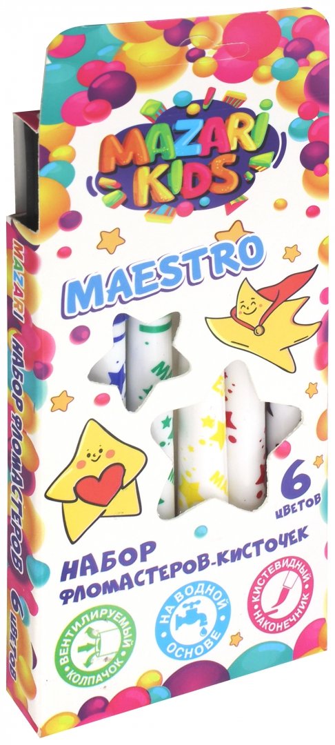 Иллюстрация 1 из 2 для Фломастеры-кисти "Maestro" (6 цветов) (M-5068- 6) | Лабиринт - канцтовы. Источник: Лабиринт