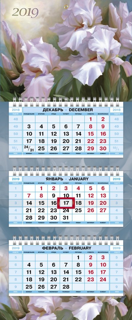 Иллюстрация 1 из 3 для Календарь квартальный на 2019 год трехблочный "МИНИ-3. Ирисы" (3Кв3гр5ц_18500) | Лабиринт - сувениры. Источник: Лабиринт