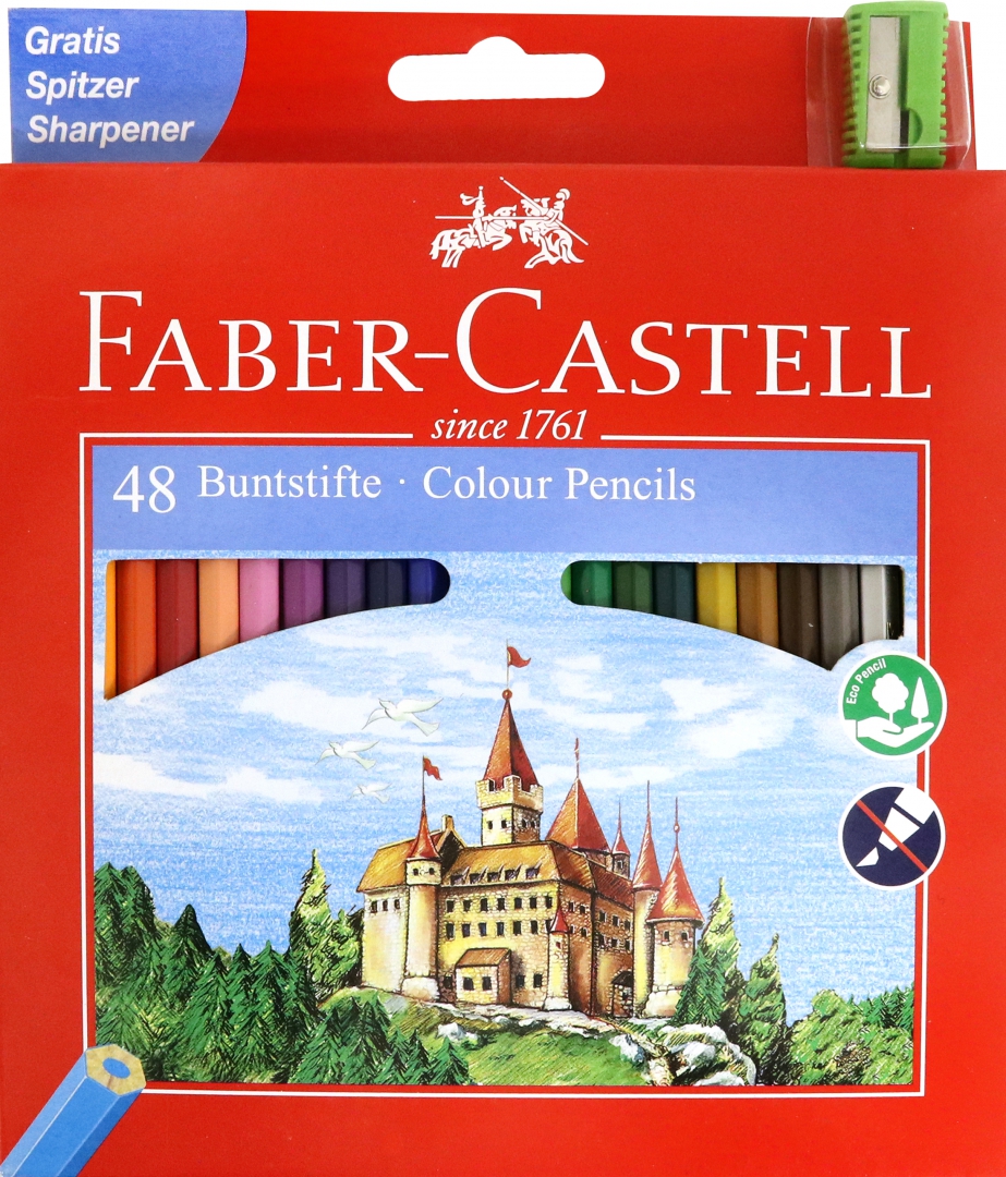 Иллюстрация 1 из 10 для Карандаши цветные ECO. Замок, 48 цветов, с точилкой | Лабиринт - канцтовы. Источник: Лабиринт